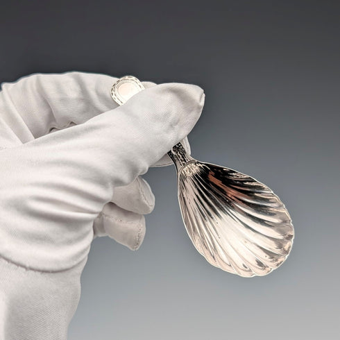 1800年 英国アンティーク ジョージアン 純銀製 ティーキャディースプーン